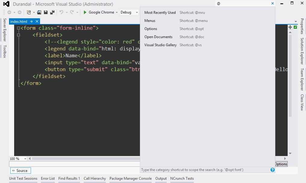 Search and Execute Actions using Quick Launch - Visual Studio Tips and ...